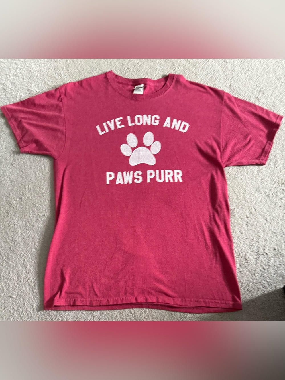 Cat Star Trek Themed Red Tee Shirt.  Graphic Crew Tee with White Print